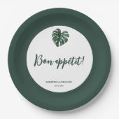 Grüne Monstera Leaf Hochzeitszeitung Tellers Pappteller (Vorderseite)