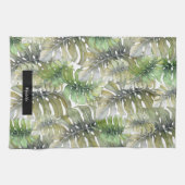 Grüne Monstera Palm Küchenchef Monogramm Geschirrtuch (Horizontal)