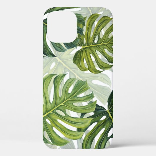 Grüne Monstera Tropical Watercolor Case-Mate iPhone Hülle (Rückseite)
