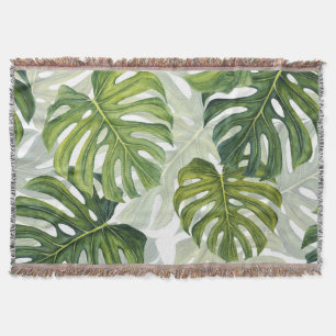 Grüne Monstera Tropical Watercolor Decke