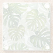 Grüne Monstera Tropical Watercolor Glasuntersetzer (Rückseite)