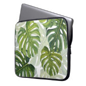 Grüne Monstera Tropical Watercolor Laptopschutzhülle (Vorderseite Links)
