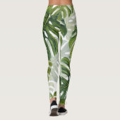 Grüne Monstera Tropical Watercolor Leggings (Rückseite)