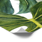 Grüne Monstera Tropical Watercolor Poster (Ecke)