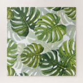 Grüne Monstera Tropical Watercolor Puzzle (Horizontal)
