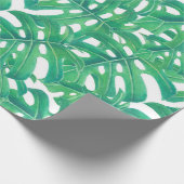 Grüne Monstera-tropische Blätter auf Weiß b Geschenkpapier (Ecke)