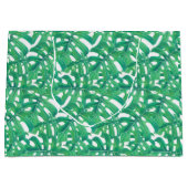 Grüne Monstera-tropische Blätter auf Weiß b Große Geschenktüte (Vorderseite)