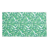 Grüne Monstera-tropische Blätter Kissenbezug (Rückseite-Links)