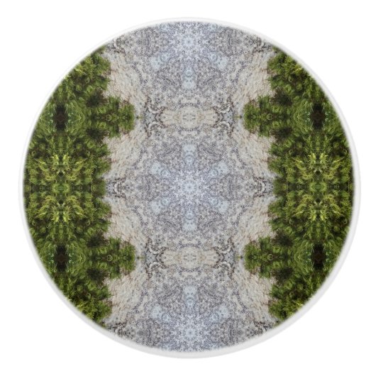 Grüne Moos und Natur Kunst Keramikknauf (Vorderseite)