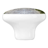 Grüne Moos und Natur Kunst Keramikknauf (Seitenansicht)