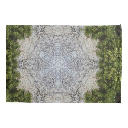 Grüne Moos und Natur Kunst Kissenbezug (Rückseite-Links)