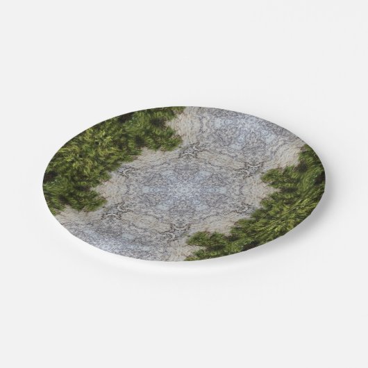 Grüne Moos und Natur Kunst Pappteller (Schrägansicht)