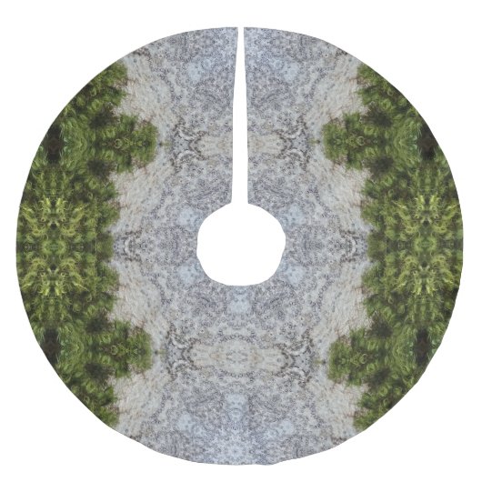 Grüne Moos und Natur Kunst Polyester Weihnachtsbaumdecke (Vorderseite)