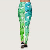 Grüne Mosaik-Blume Leggings (Rückseite)