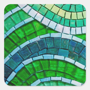 Grüne Mosaik-Fliesen Quadratischer Aufkleber