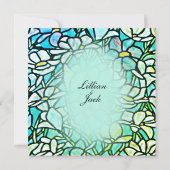 Grüne Mosaikfliesen Hochzeit Einladung (Rückseite)