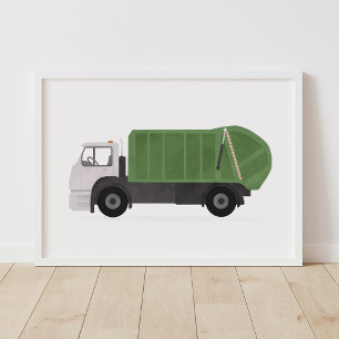Grüne Müllhalde Truck Boys Zimmerdekor Poster
