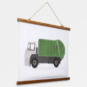 Grüne Müllhalde Truck Boys Zimmerdekor Wandteppich Mit Holzrahmen (Gewinkelt)