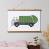 Grüne Müllhalde Truck Boys Zimmerdekor Wandteppich Mit Holzrahmen (Schlafzimmer)