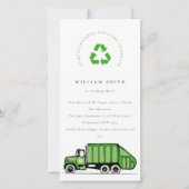 Grüne Müllwagen Kinder jeden Alters zum Geburtstag Dankeskarte (Vorderseite)