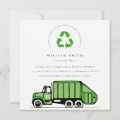 Grüne Müllwagen Kinder jeden Alters zum Geburtstag Dankeskarte (Vorderseite)