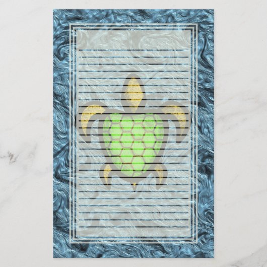 Grüne Muschel-Schildkröte gezeichnetes Briefpapier (Vorderseite)