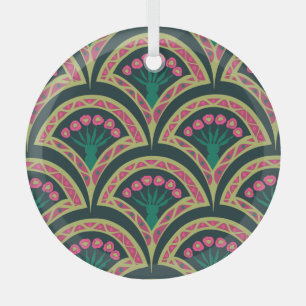 grüne Muschelform-Muster Ornament Aus Glas