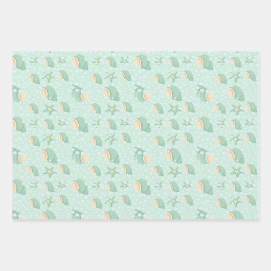 Grüne Muscheln und Blasen Geschenkpapier Set (Vorderseite 3)