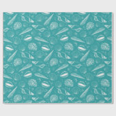 Grüne Muschelnautik Geschenkpapier (Flach)
