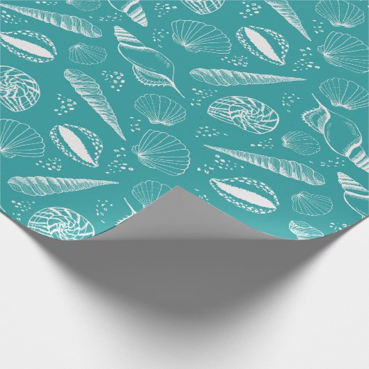 Grüne Muschelnautik Geschenkpapier (Ecke)