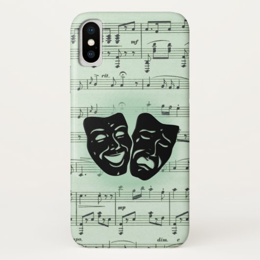Grüne Musik und griechische Masken im Theater Case-Mate iPhone Hülle (Rückseite)