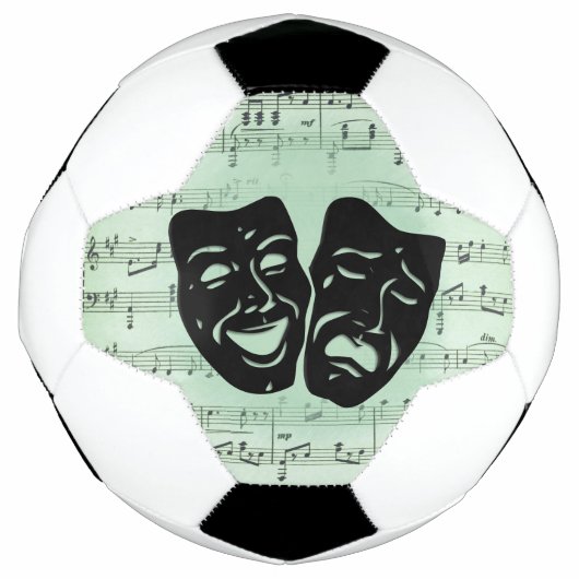 Grüne Musik und griechische Masken im Theater Fußball (Vorderseite)