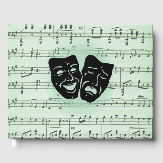 Grüne Musik und griechische Masken im Theater Gästebuch (Vorderseite)