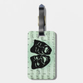 Grüne Musik und griechische Masken im Theater Gepäckanhänger (Rückseite vertikal)