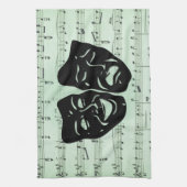 Grüne Musik und griechische Masken im Theater Geschirrtuch (Vertikal)