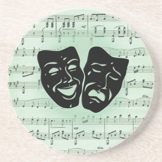 Grüne Musik und griechische Masken im Theater Getränkeuntersetzer (Vorne)