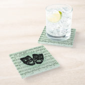 Grüne Musik und griechische Masken im Theater Glasuntersetzer (Schrägansicht)