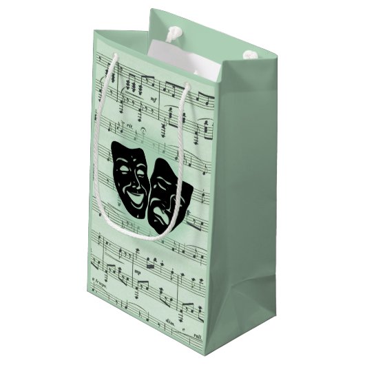 Grüne Musik und griechische Masken im Theater Kleine Geschenktüte (Rückseite Schrägansicht)