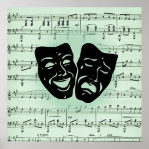 Grüne Musik und griechische Masken im Theater Poster