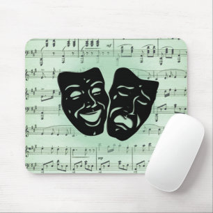 Grüne Musik und Theatergriechische Masken Tote Tag Mousepad