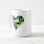 Grüne Musiknote Gemustertes Herz Tasse (Vorderseite Links)