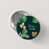Grüne Mutter-To-Be Dino-Geschichtenbuch Baby-Party Button (Vorne & Hinten)