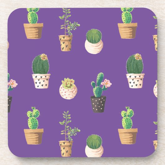 Grüne Nachspeise Sukkulente Kakteen in Pots Getränkeuntersetzer (Vorderseite)