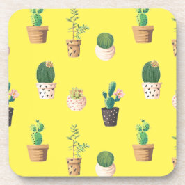 Grüne Nachspeise Sukkulente Kakteen in Pots Getränkeuntersetzer