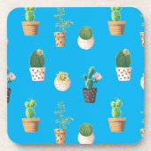 Grüne Nachspeise Sukkulente Kakteen in Pots Getränkeuntersetzer (Vorderseite)