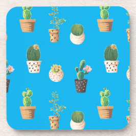 Grüne Nachspeise Sukkulente Kakteen in Pots Getränkeuntersetzer