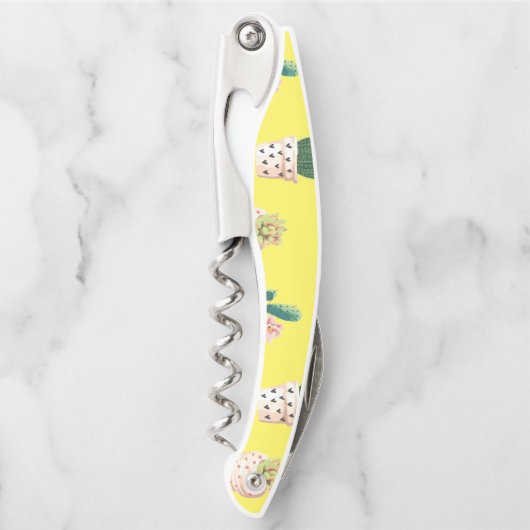 Grüne Nachspeise Sukkulente Kakteen in Pots Kellnermesser (Vorderseite)