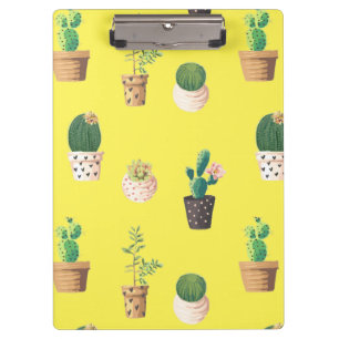 Grüne Nachspeise Sukkulente Kakteen in Pots Klemmbrett