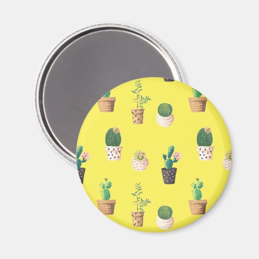 Grüne Nachspeise Sukkulente Kakteen in Pots Magnet (Vorderseite/Rückseite)