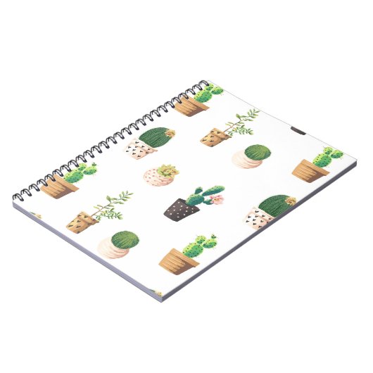 Grüne Nachspeise Sukkulente Kakteen in Pots Notizblock (Linke Seite)